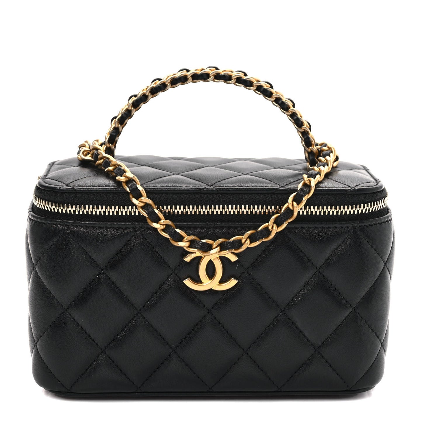 Lambskin Quilted Pick Me Up Vanity Case Black