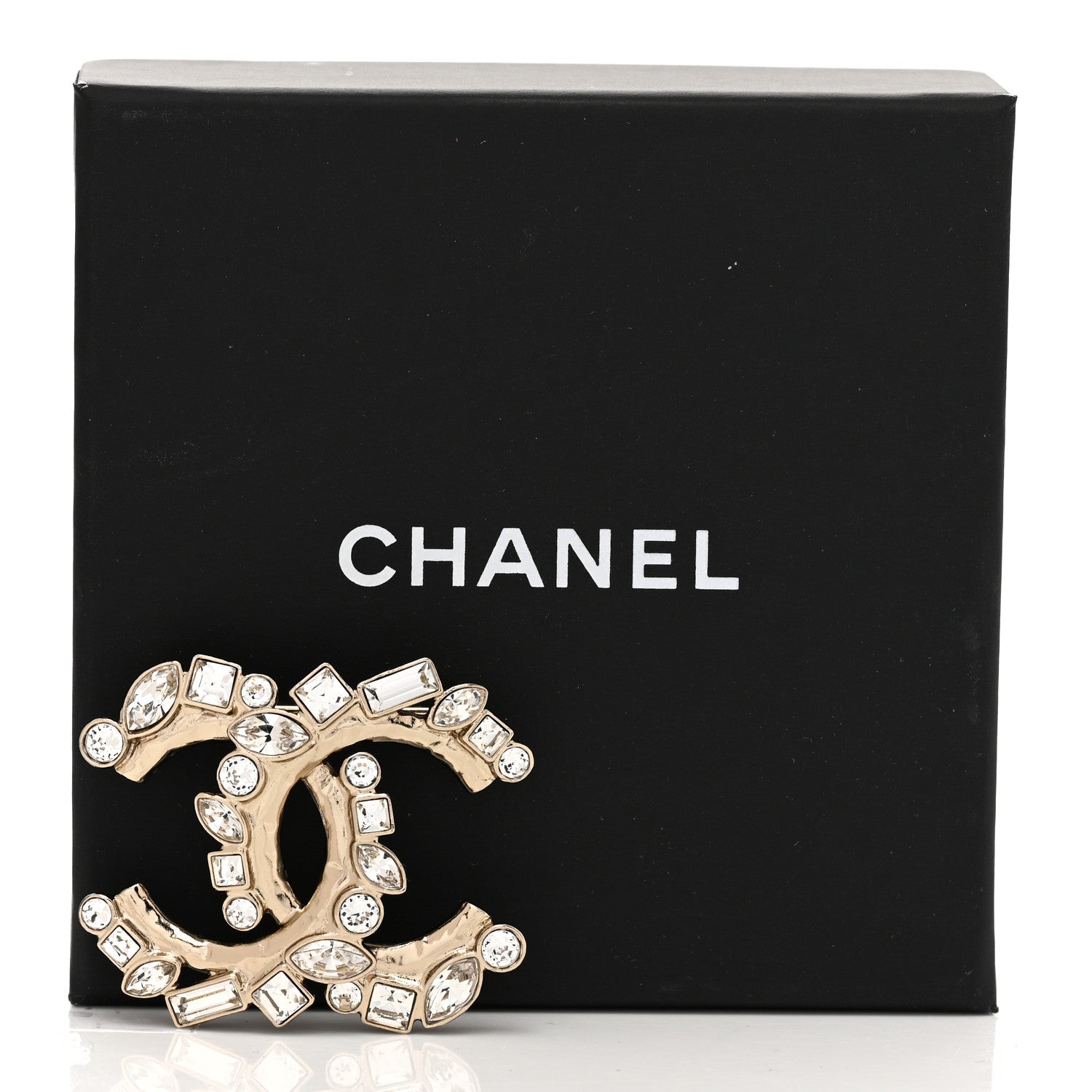 Chanel Crystal Baguette CC Brooch Gold 5 of 5
