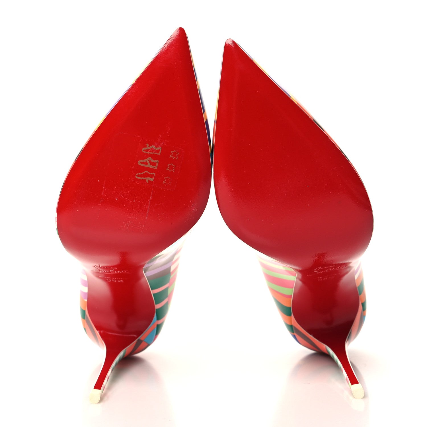 Christian Louboutin Patent Striped Grand Bain Swimming Pool Hot Chick 100 Pumps 38.5 Multicolor Lin Blue White 5 of 9