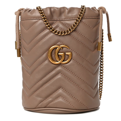 Gucci Calfskin Matelasse Mini GG Marmont 2.0 Bucket Bag Porcelain Rose 1 of 10