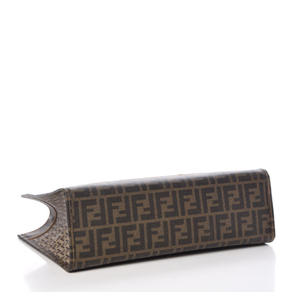 Fendi Metallic Calfskin Zucchino Zucca Spalmati Shopping Tote Tobacco 5 of 11