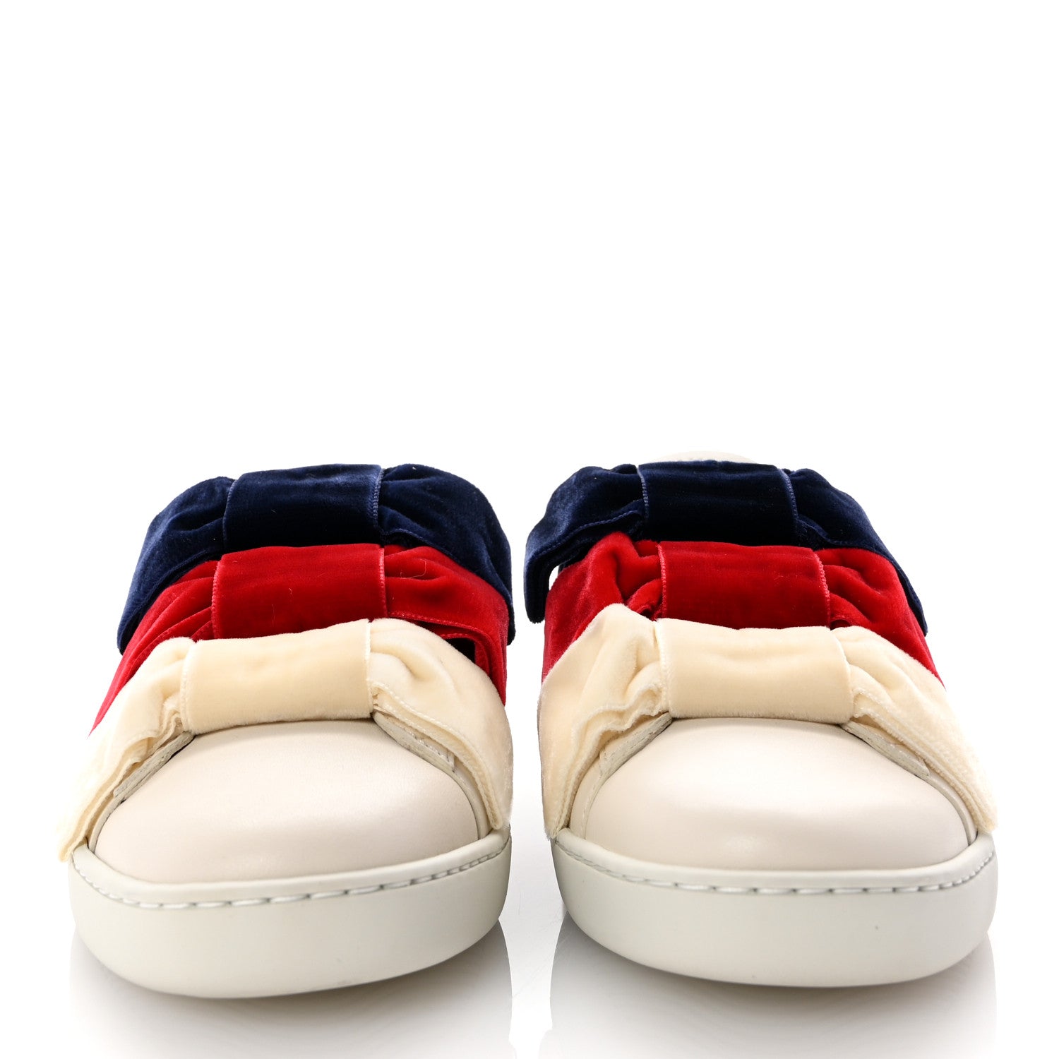 Gucci Calfskin Womens Velvet Bow Ace Sneakers 35.5 White 2 of 11