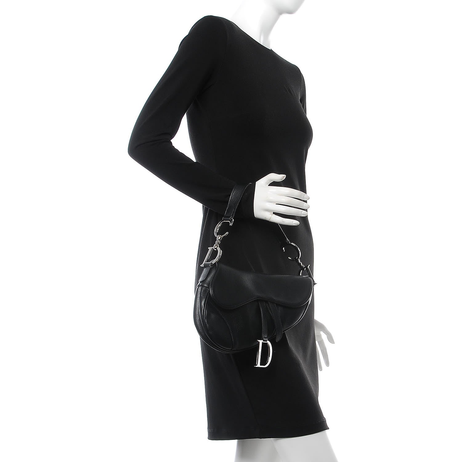 Christian Dior Calfskin Saddle Bag Black 2 of 10