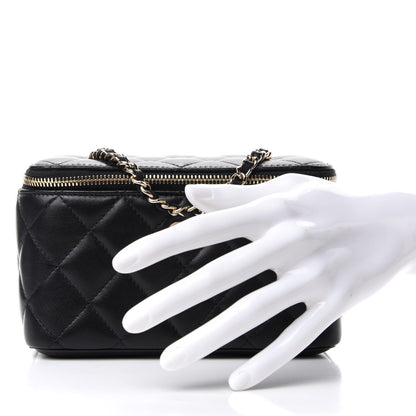 Chanel Lambskin Quilted Small Vanity Case With Chain Black 2 of 7