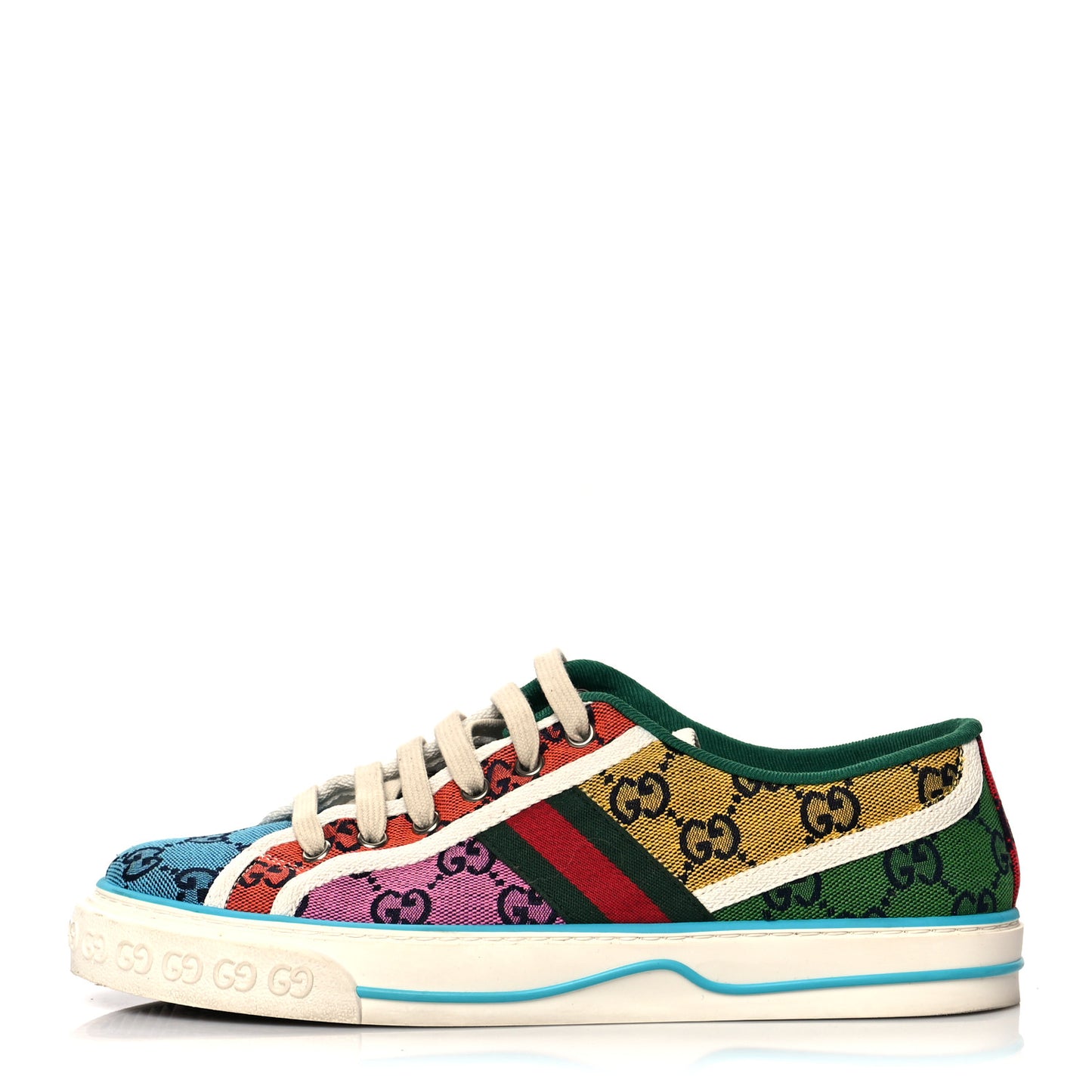 Monogram Multicolor Web Womens 1977 Tennis Sneakers 40 Light Blue Mystic White Tangerine Pink Yellow Green Red