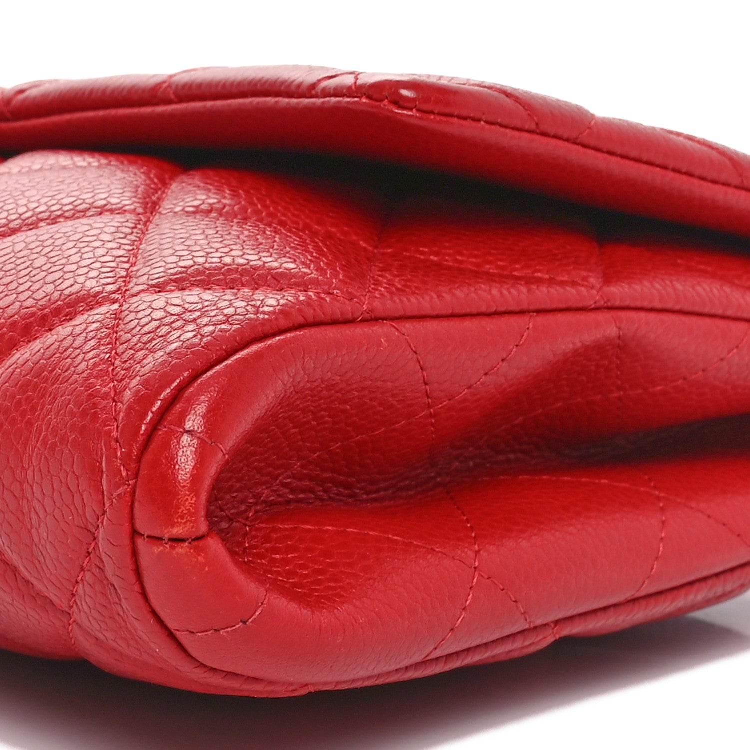 Chanel Caviar Quilted Clutch With Chain Flap Red 10 of 10