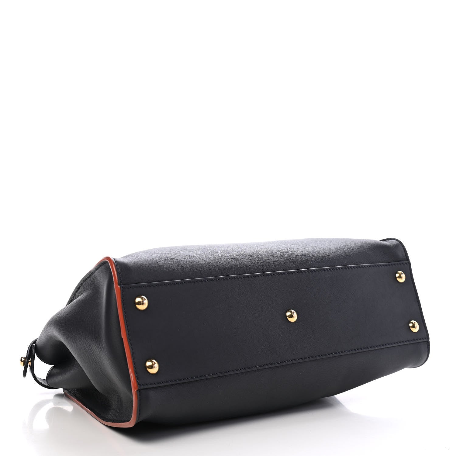 Fendi Vitello Seta Burro Medium Peekaboo Iconic Satchel Blue Notte Plaster 4 of 8