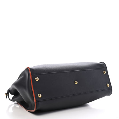 Fendi Vitello Seta Burro Medium Peekaboo Iconic Satchel Blue Notte Plaster 4 of 8