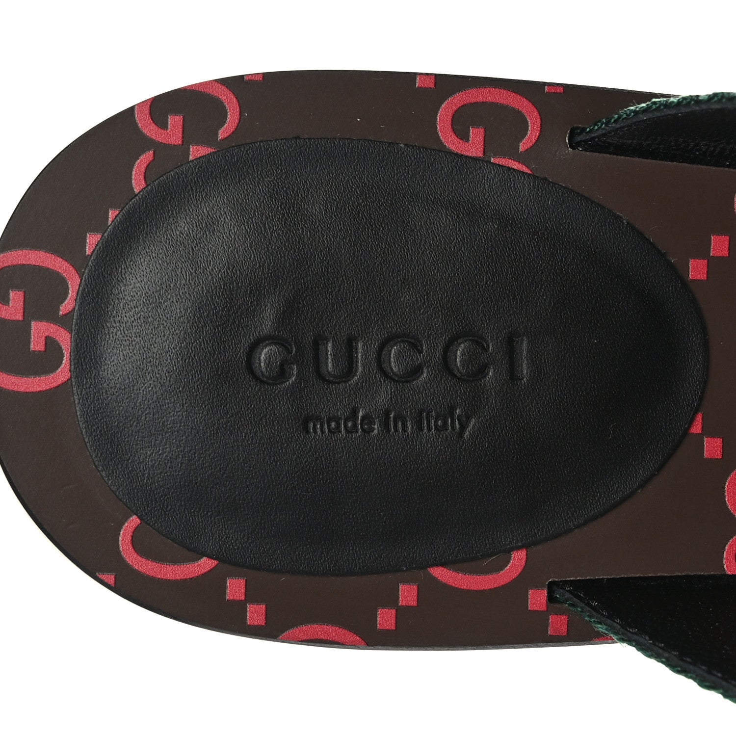 Gucci Nylon Calfskin Web GG Monogram Womens Thong Sandals 37.5 Green Red Cocoa 6 of 7