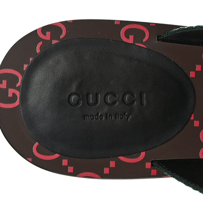 Gucci Nylon Calfskin Web GG Monogram Womens Thong Sandals 37.5 Green Red Cocoa 6 of 7