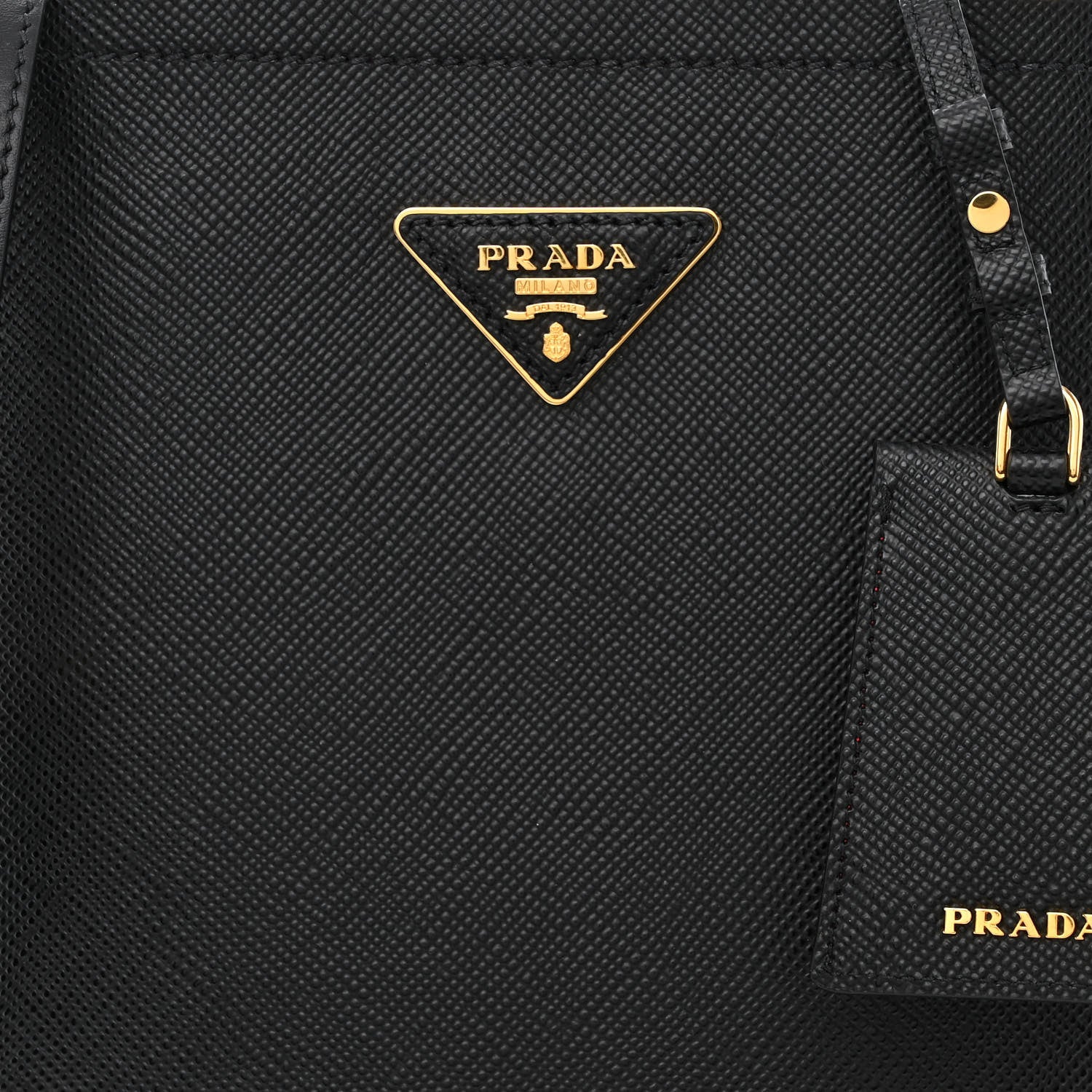 Prada Saffiano Cuir Medium Panier Bucket Bag Black Fuoco 9 of 11