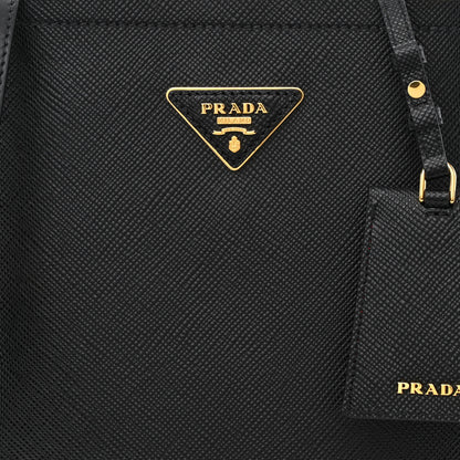 Prada Saffiano Cuir Medium Panier Bucket Bag Black Fuoco 9 of 11