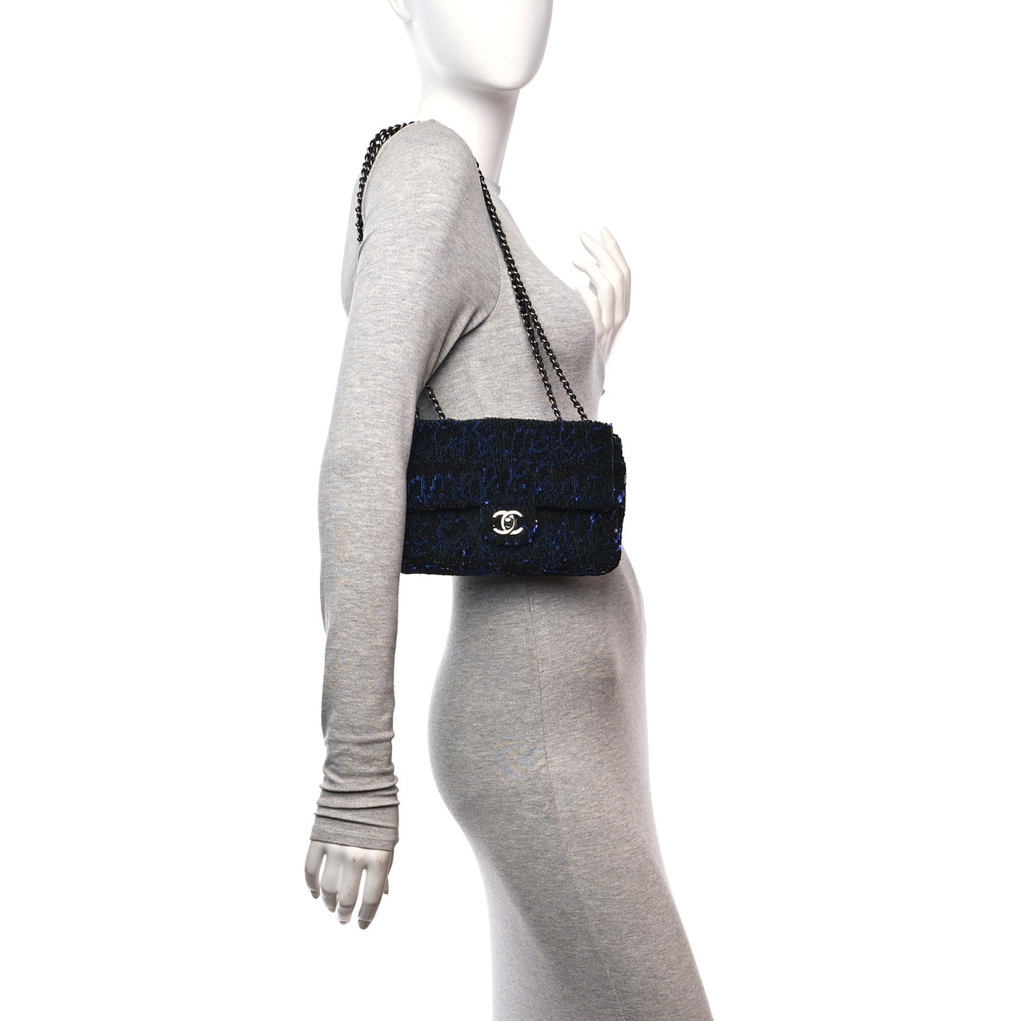 Sequin Logo Mini Rectangular Flap Black Blue