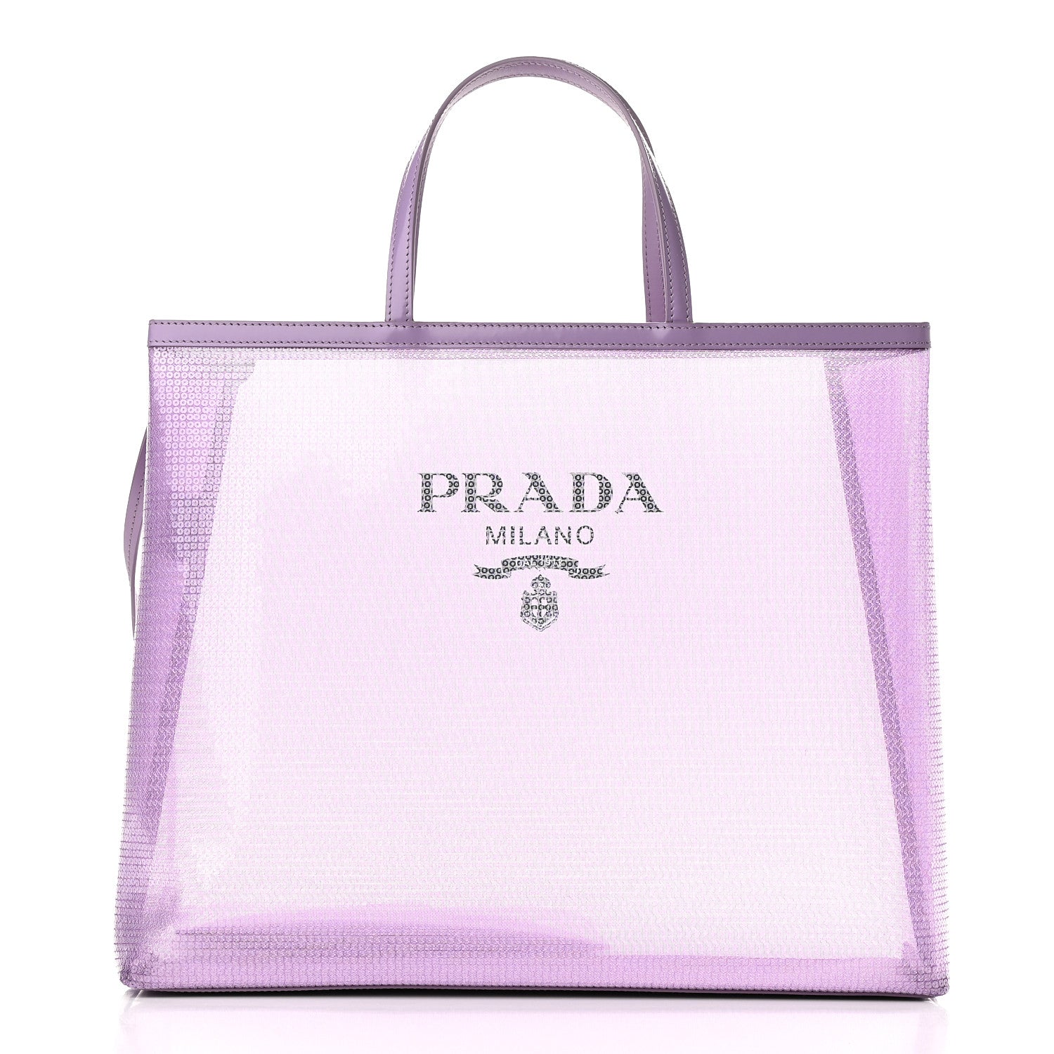 Prada Mesh Paillettes Spazzolato Logo Shopping Tote Lilium 3 of 10