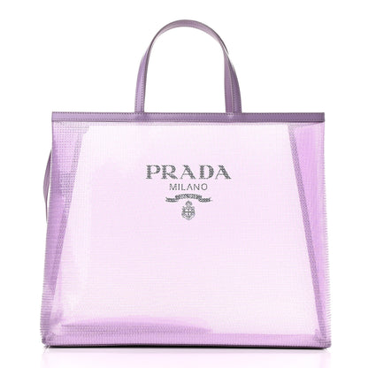 Prada Mesh Paillettes Spazzolato Logo Shopping Tote Lilium 3 of 10