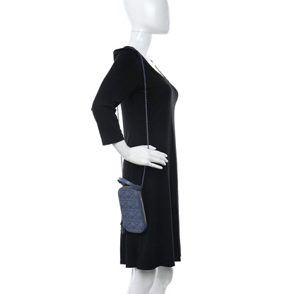 Christian Dior Calfskin Cannage Diamond Cannage Phone Holder Blue 2 of 14