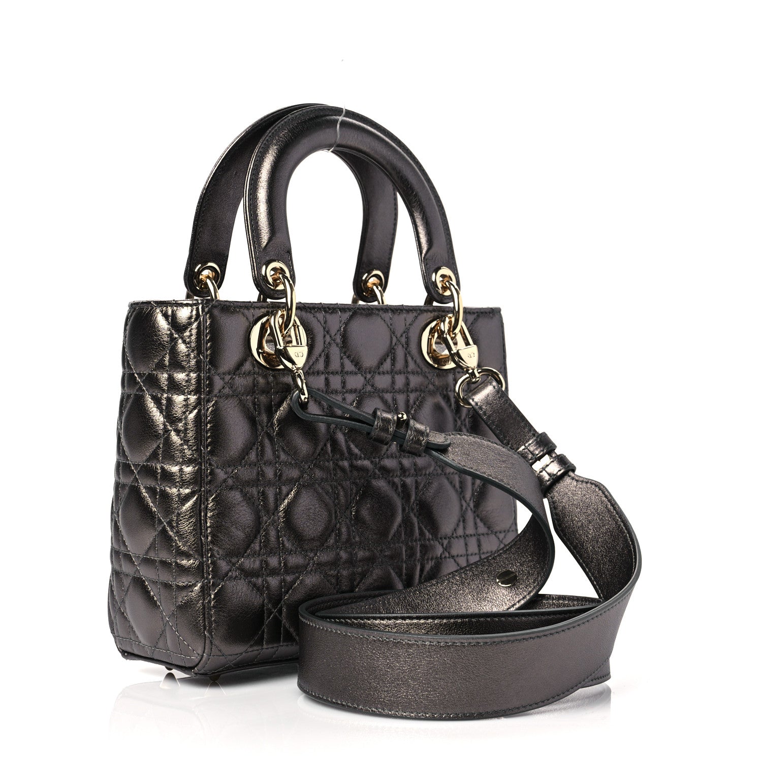Christian Dior Lambskin Cannage Small My ABCDior Lady Dior Metallic Grey 3 of 7