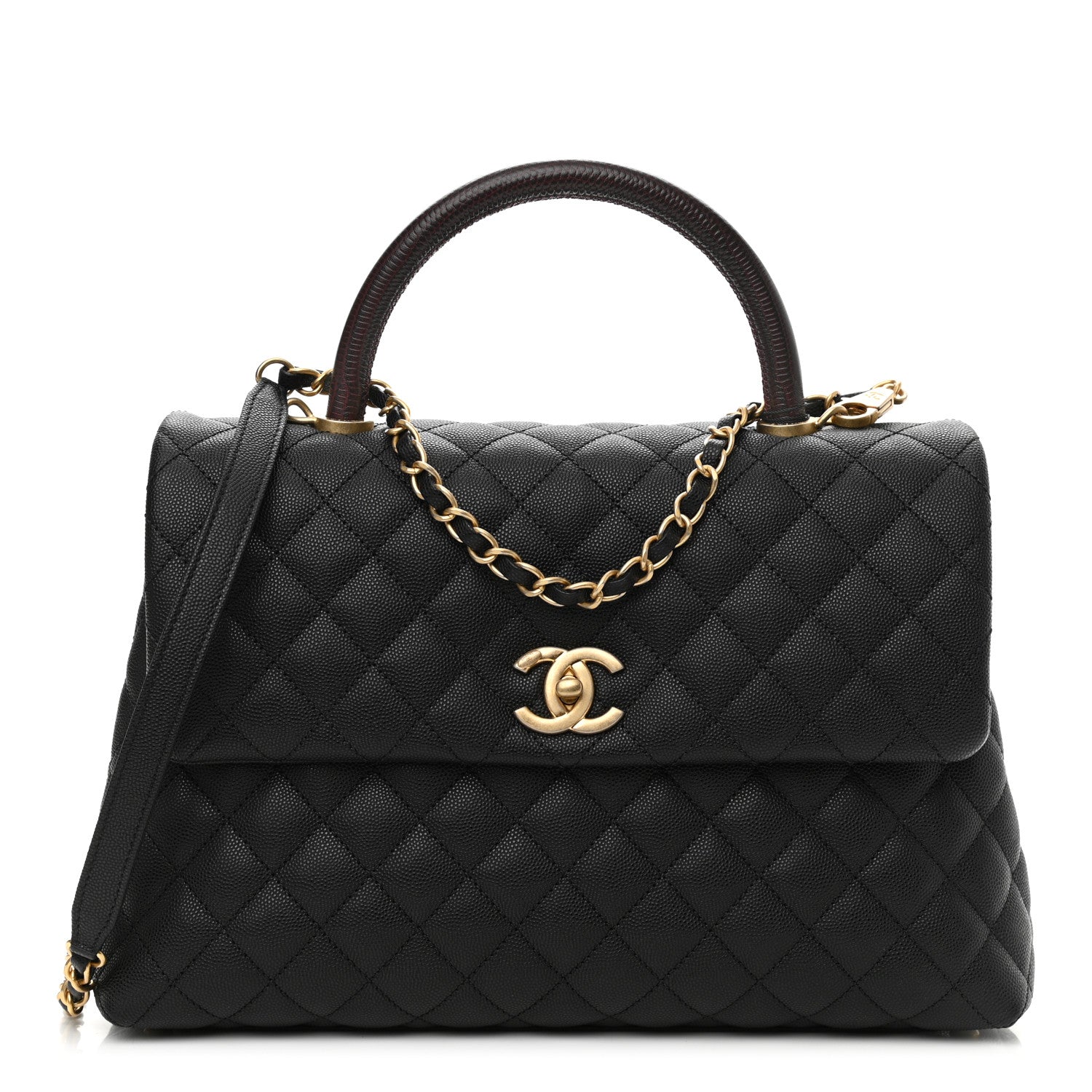 Chanel Caviar Lizard Quilted Medium Coco Handle Flap Black 1 of 10