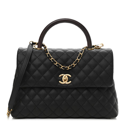 Chanel Caviar Lizard Quilted Medium Coco Handle Flap Black 1 of 10