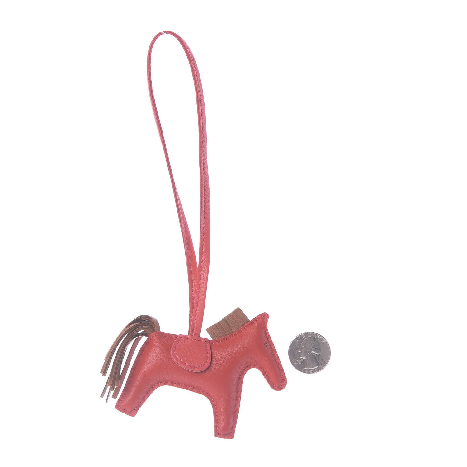 Hermes Milo Lambskin Grigri Rodeo Horse Bag Charm PM Rouge Indien Gold Bougainvillea 2 of 5