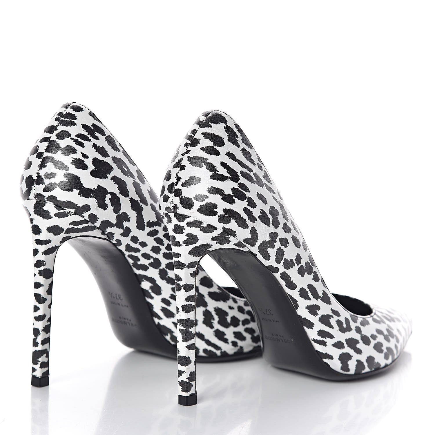 Saint Laurent Soft Calfskin Baby Cat Paris 105 Pumps 37.5 White Black 4 of 10