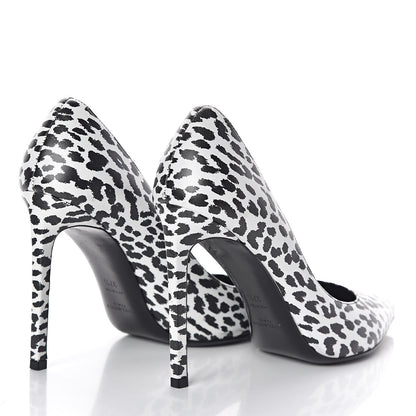 Saint Laurent Soft Calfskin Baby Cat Paris 105 Pumps 37.5 White Black 4 of 10