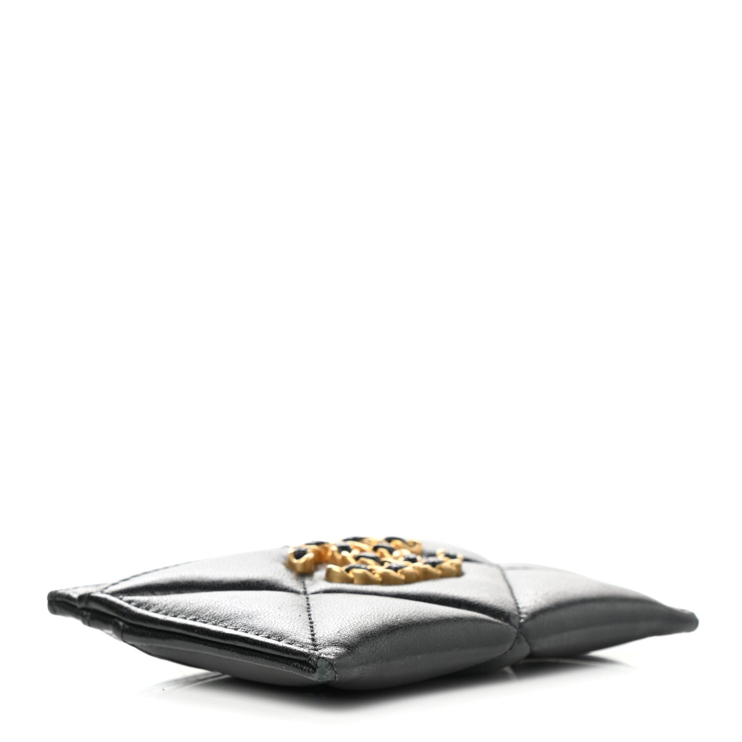 Lambskin Quilted Chanel 19 Card Holder Black