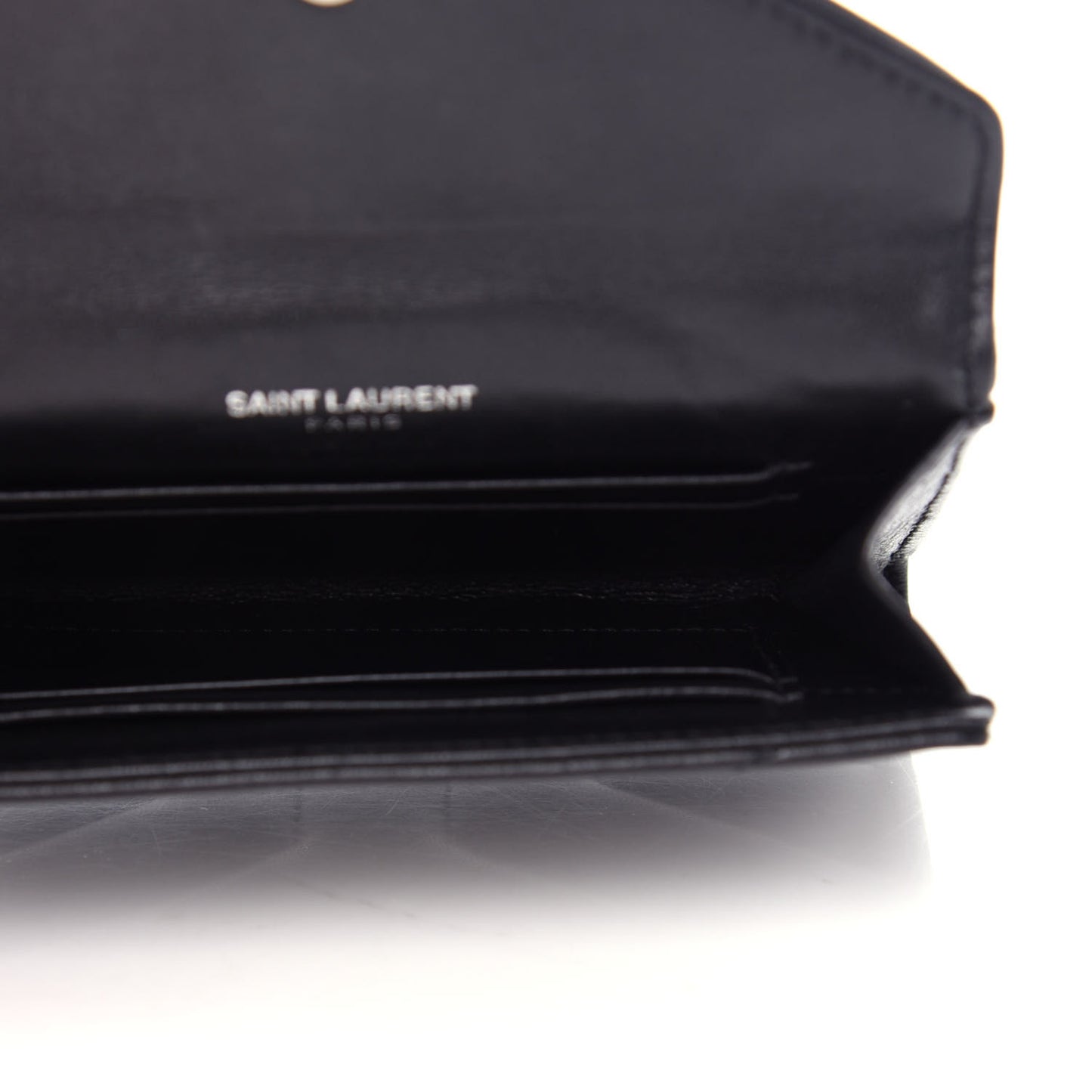 Lambskin Y Quilted Monogram Small Loulou Envelope Wallet Black