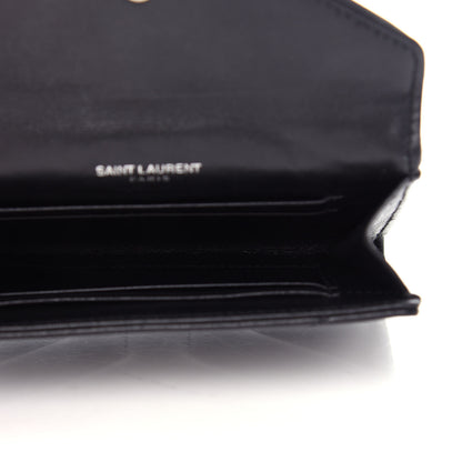 Saint Laurent Lambskin Y Quilted Monogram Small Loulou Envelope Wallet Black 5 of 7