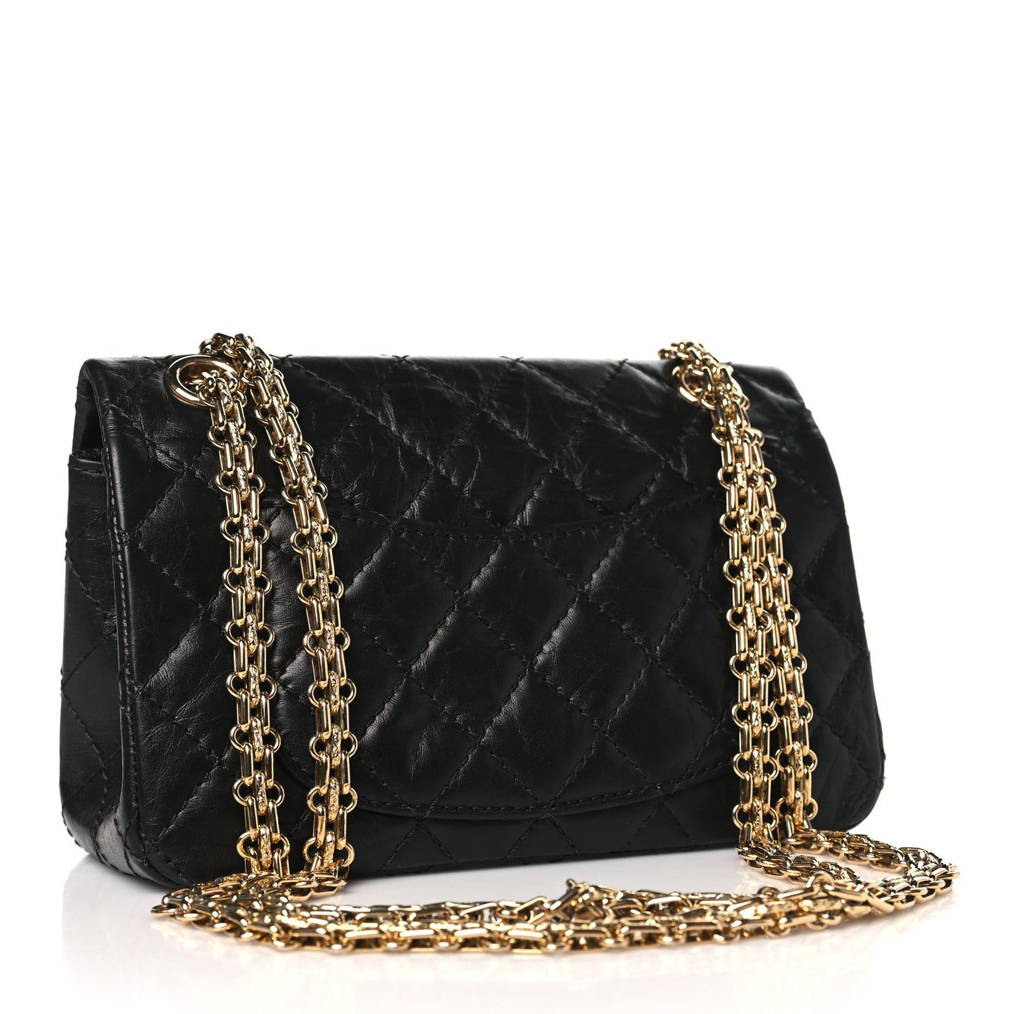 Aged Calfskin Quilted 2.55 Reissue Mini Flap Black