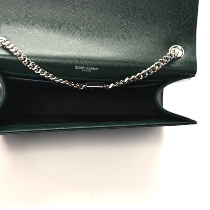 Saint Laurent Grain De Poudre Medium Monogram Kate Satchel Vert Fonce 4 of 8