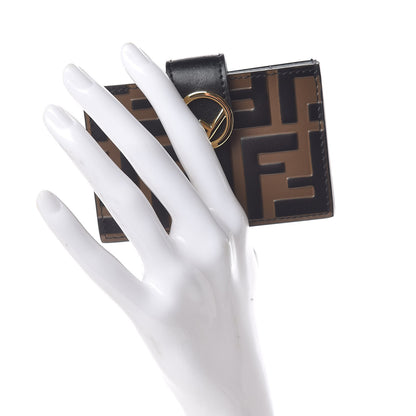Fendi Vitello Liberty F is Fendi Bi-Color FF 1974 Embossed Gusseted Card Holder Maya Black 2 of 8