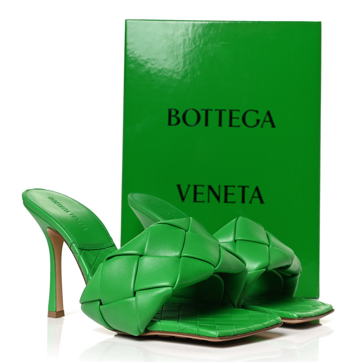 Nappa Maxi Intrecciato Lido 90mm Mule Sandals 41 Grass