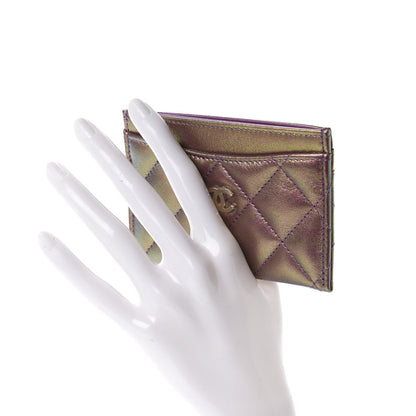 Chanel Iridescent Lambskin Quilted Card Holder Purple 2 of 9