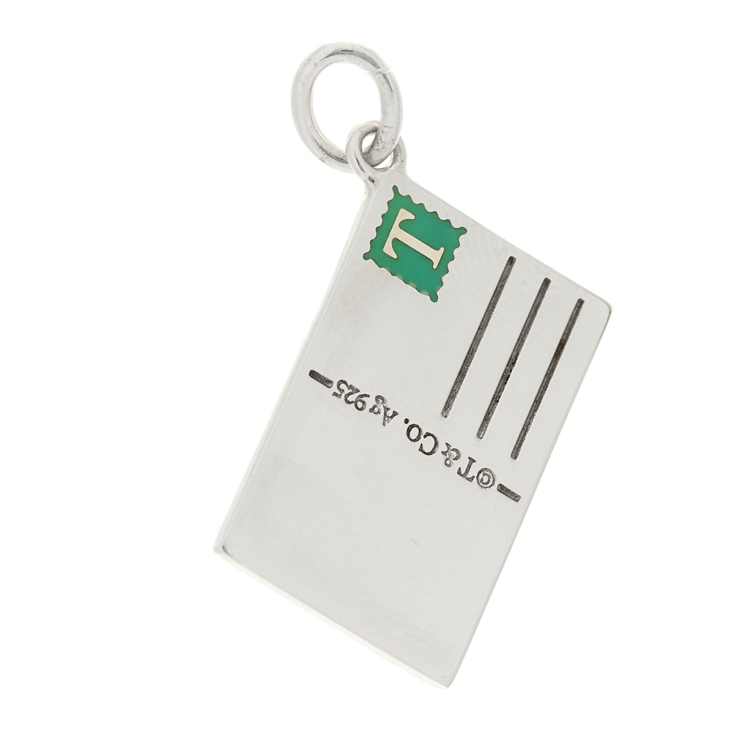 Sterling Silver Enamel Boston Postcard Charm Blue