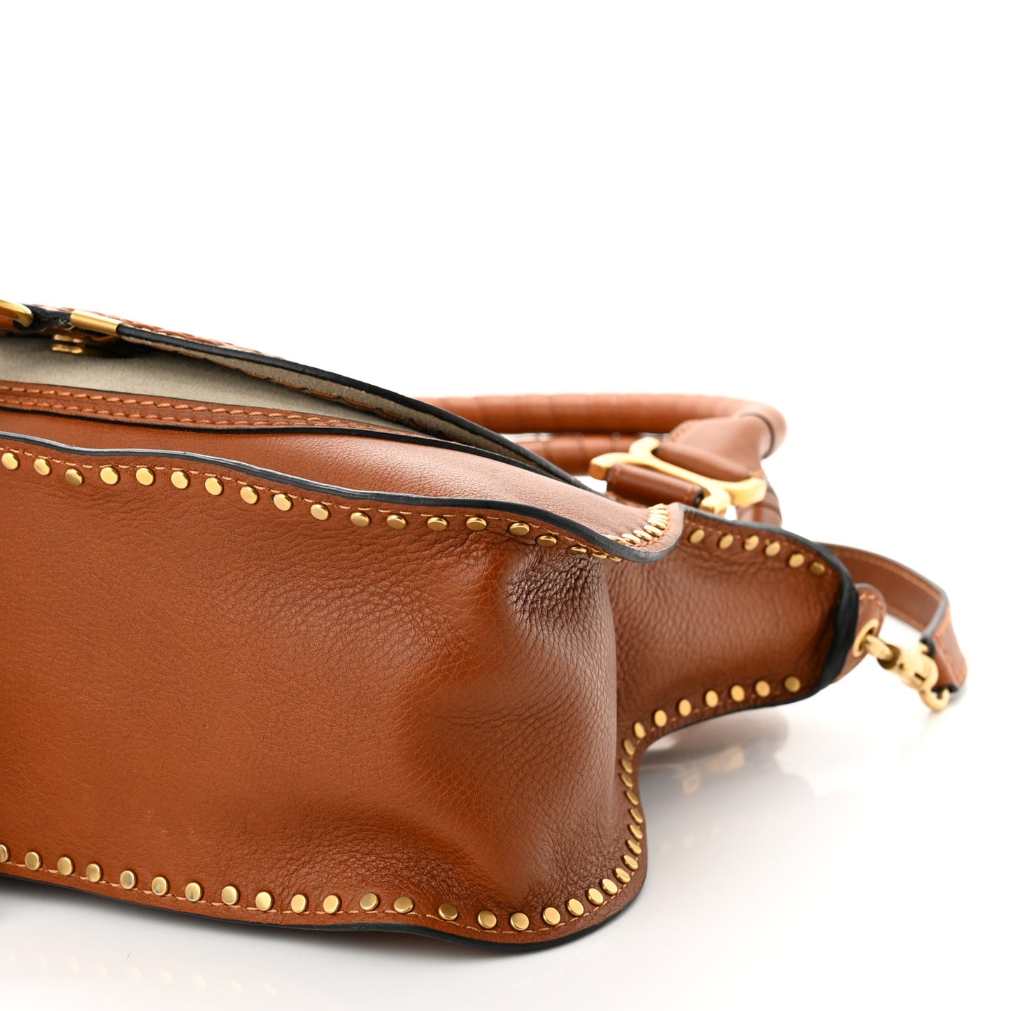 Calfskin Studded Medium Marcie Satchel Caramel