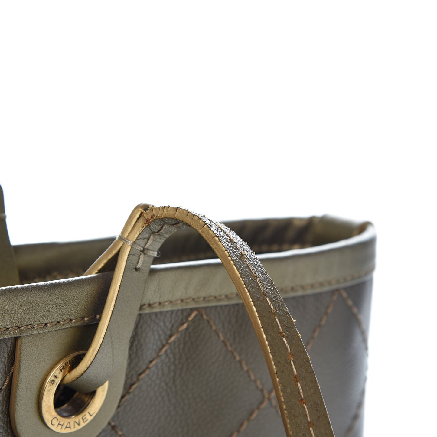 Grained Calfskin Large Shopping Fever Tote Gold
