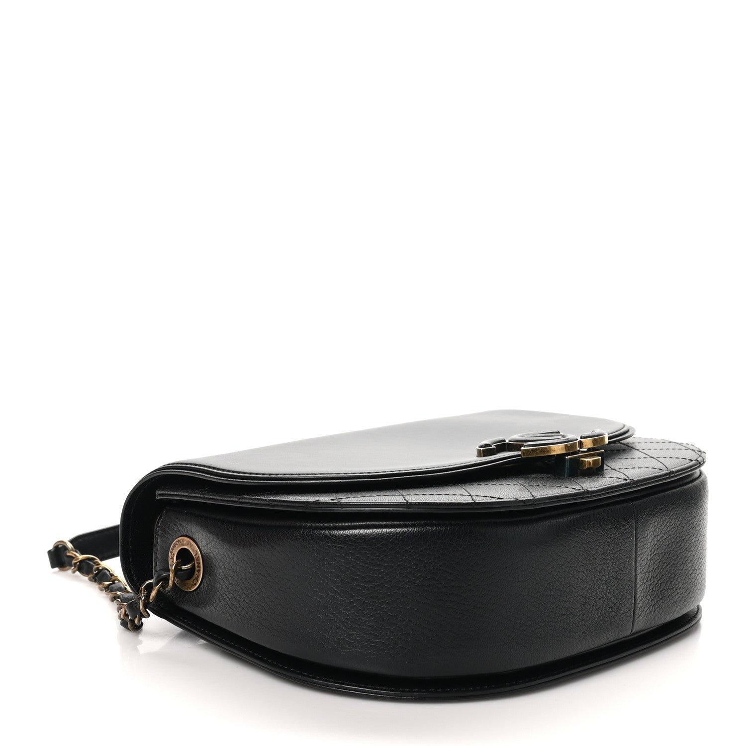 Chanel Shiny Calfskin Goatskin Quilted Medium Coco Curve Messenger Flap Black 4 of 14
