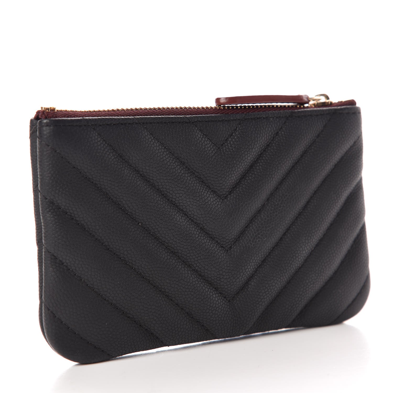 Chanel Caviar Chevron Quilted Small Cosmetic Case Black 3 of 10