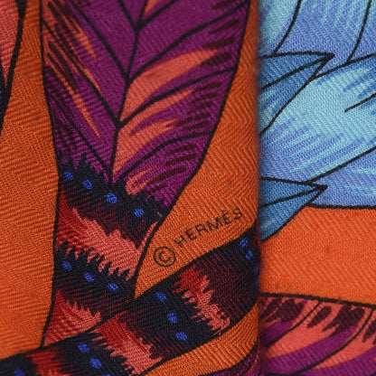 Hermes Cashmere Silk The Savana Dance Shawl 140 Vermillion Cobalt Violet 4 of 5