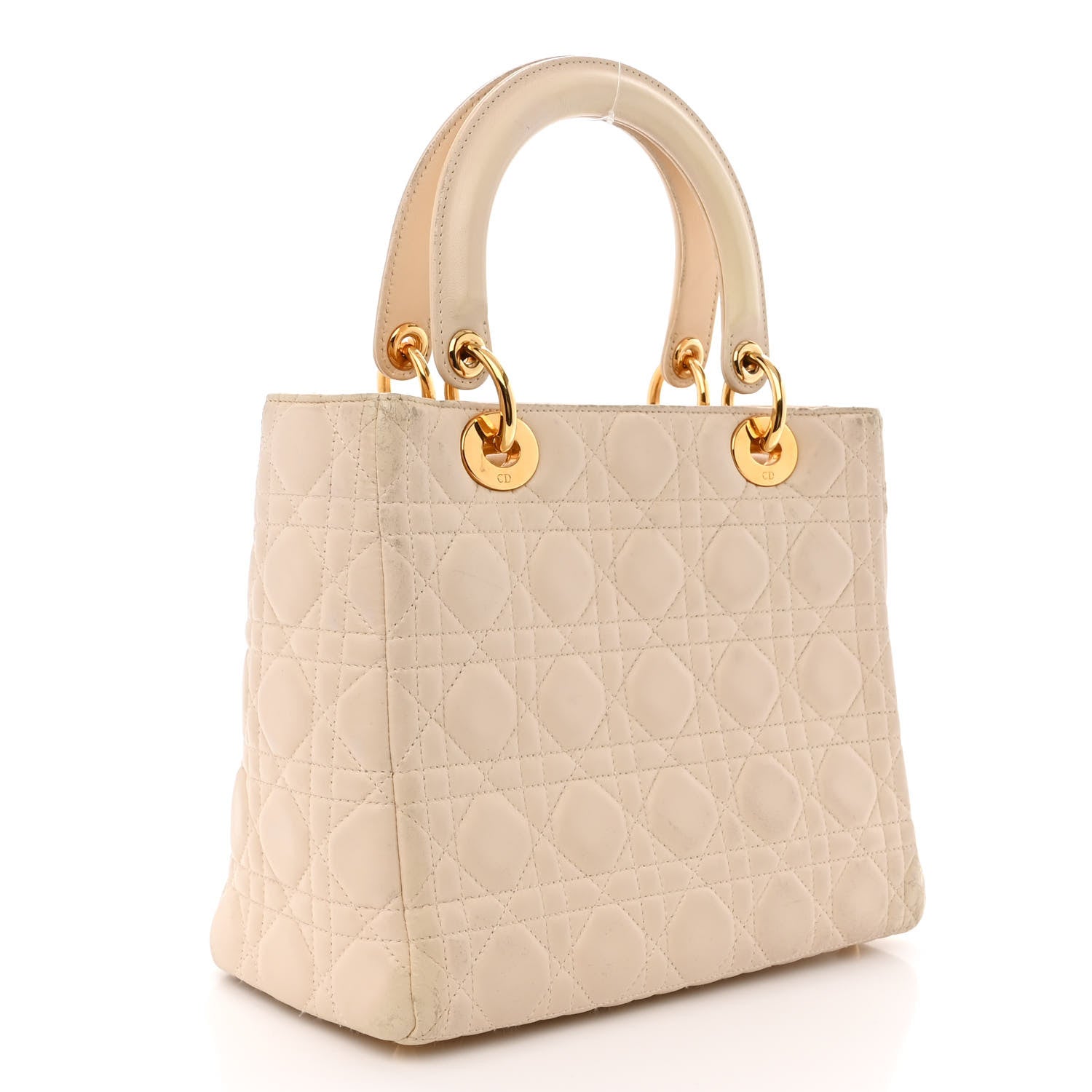 Christian Dior Lambskin Cannage Medium Lady Dior Beige 3 of 22