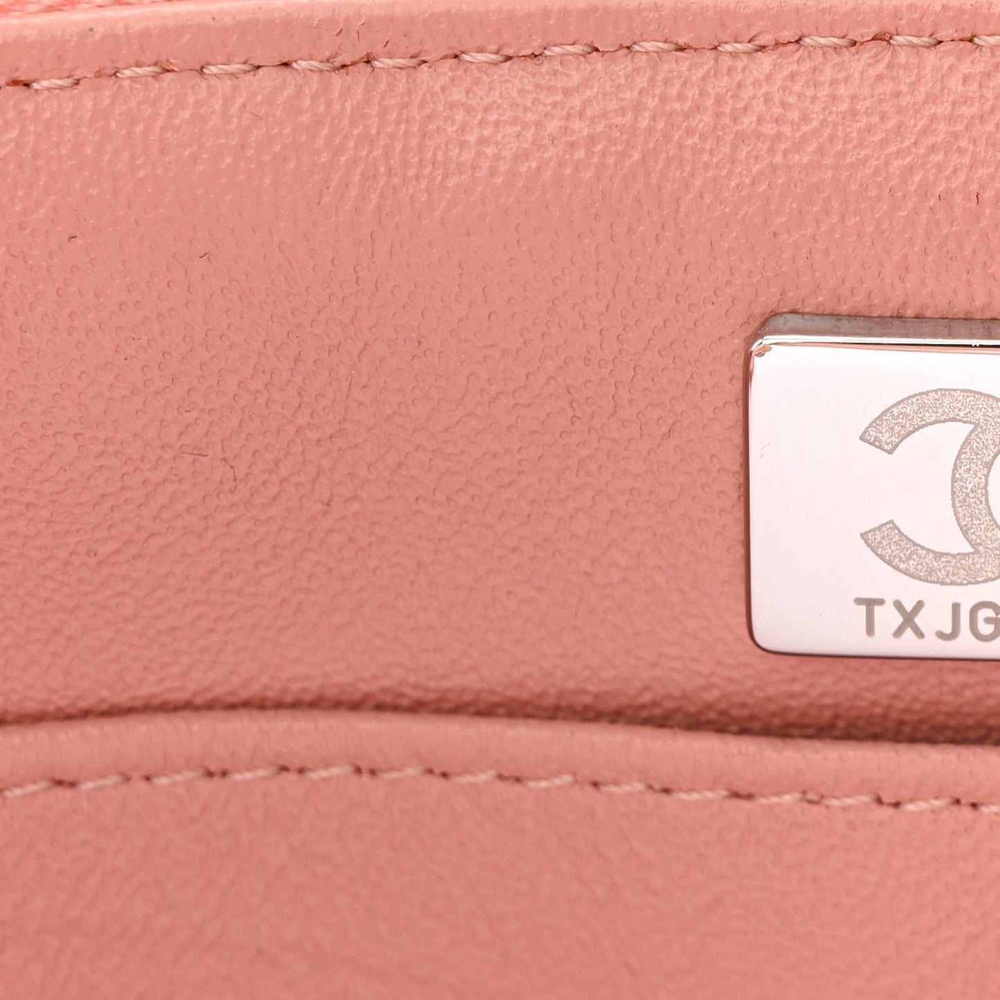 Lambskin Quilted Top Handle Vanity Case With Chain Light Pink
