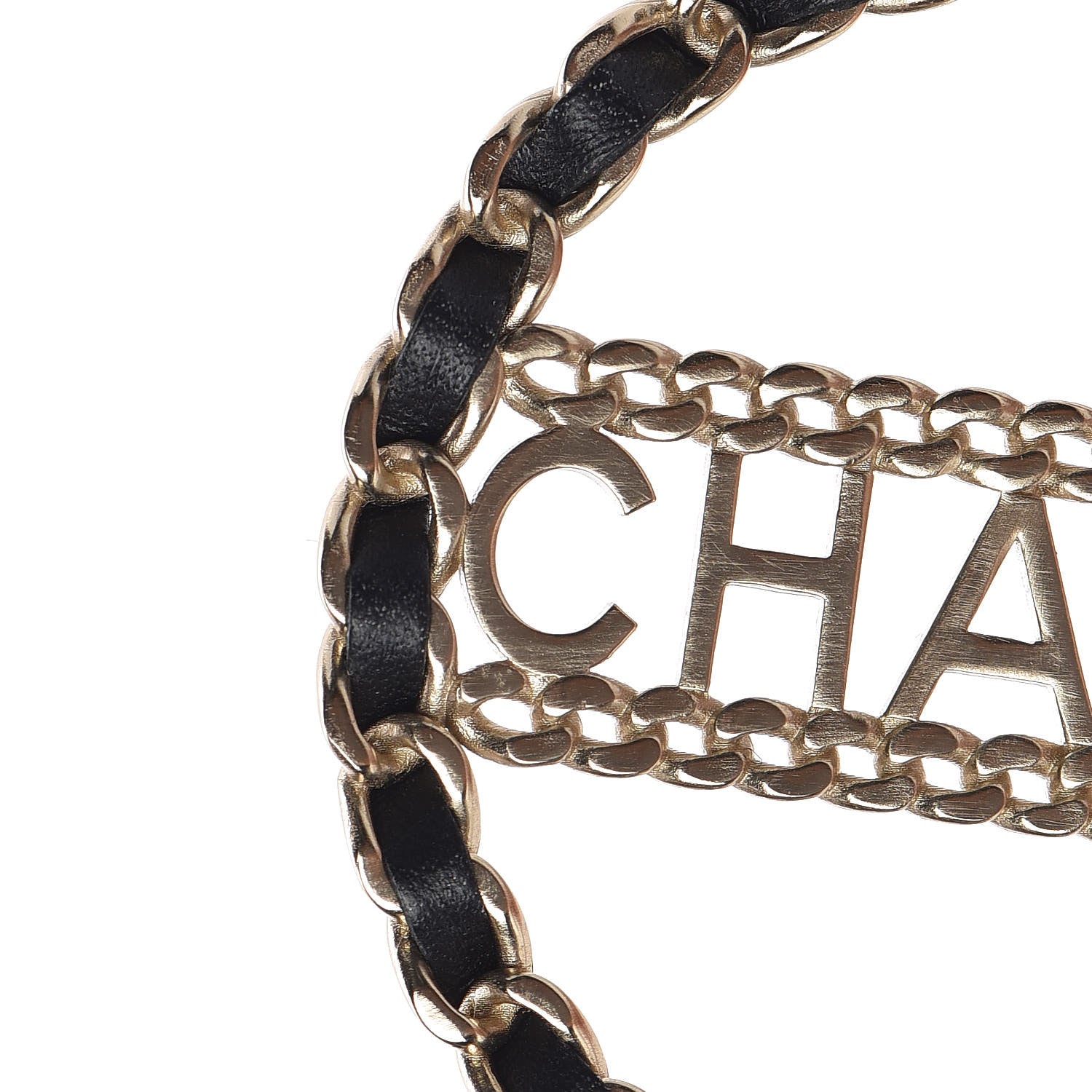 Chanel Pearl Lambskin Chain Logo Hoop Clip On Earrings Black Gold 5 of 7