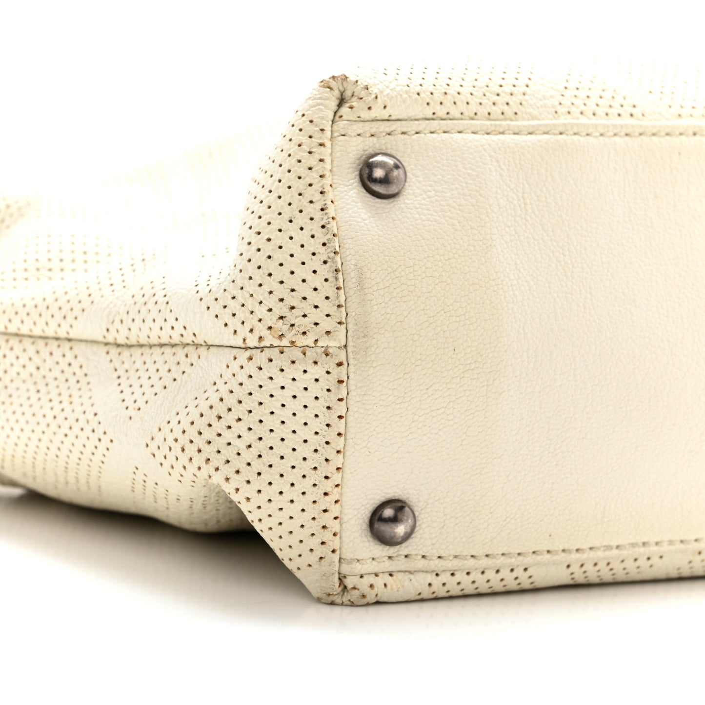 Goatskin Perforated Large CC Tote White