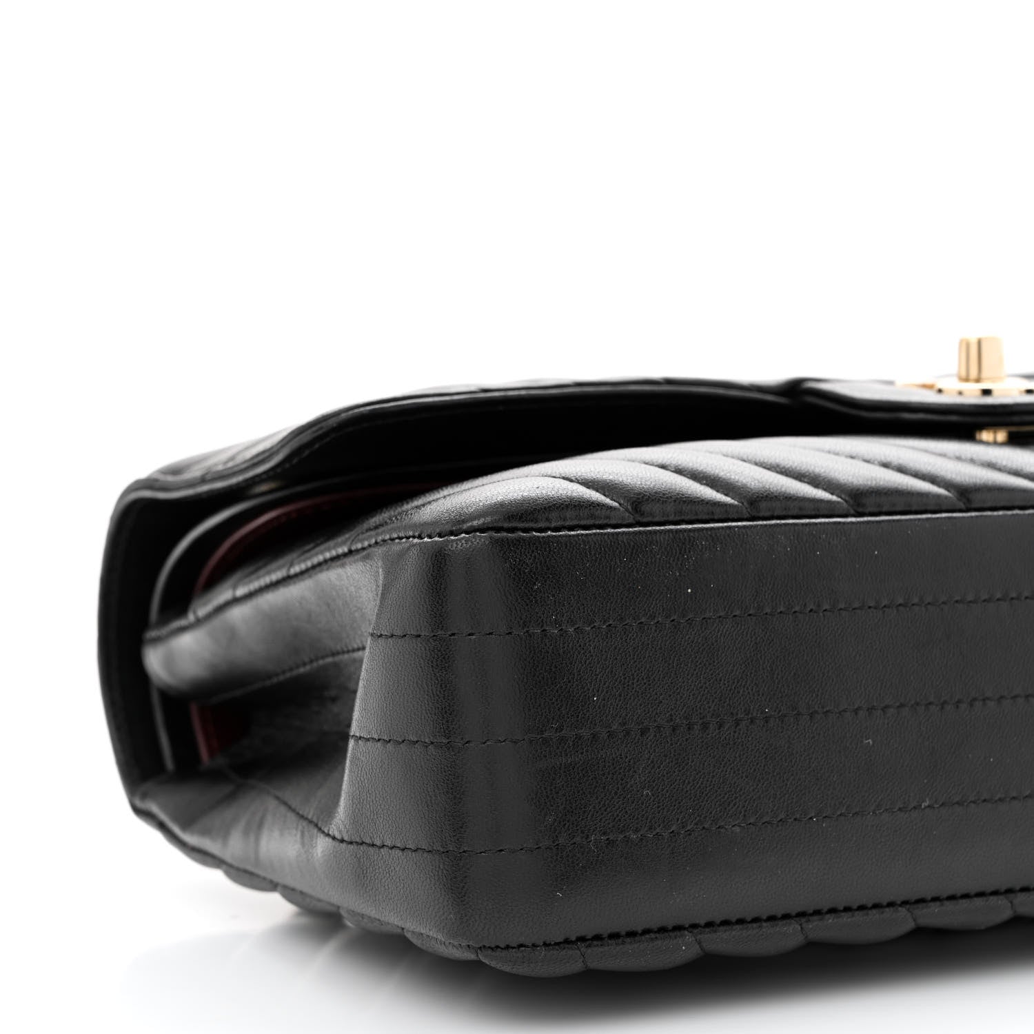 Chanel Lambskin Chevron Quilted Medium Double Flap Black 9 of 13