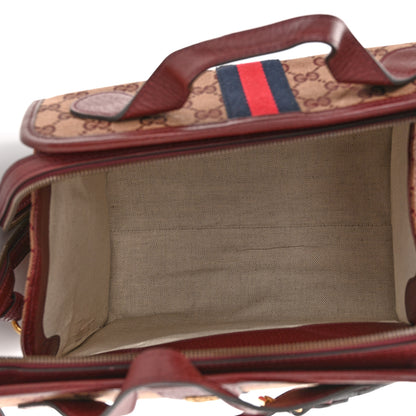 Gucci Monogram Textured Dollar Calfskin Web Mini Ophidia Duffle Bag Sahara Rubino Chardonnay 5 of 10