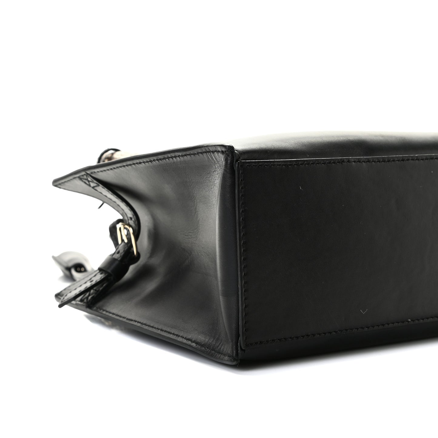 Calfskin Elaphe Snakeskin Mini Padlock All Afternoon Tote Black