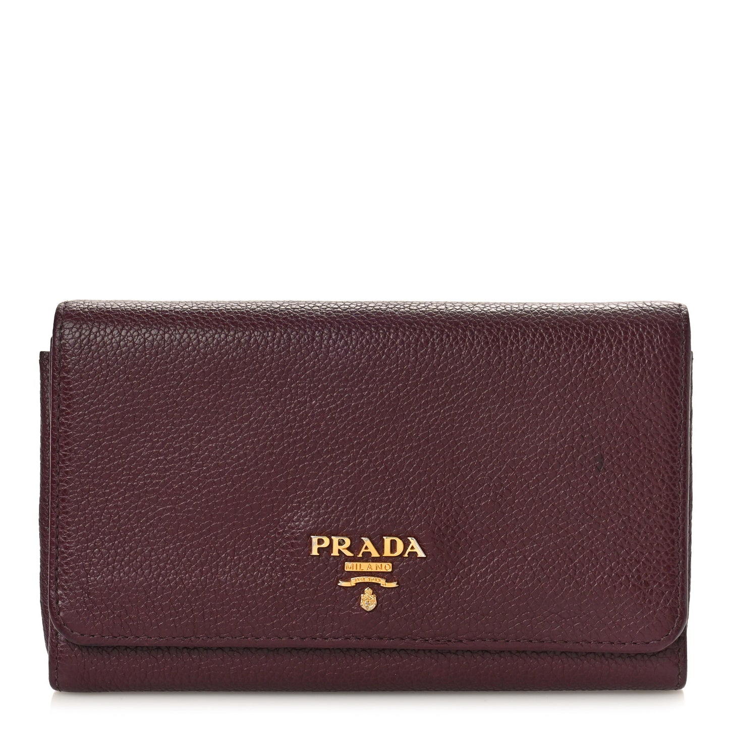 Vitello Daino Metal Small Continental Flap Wallet Granato