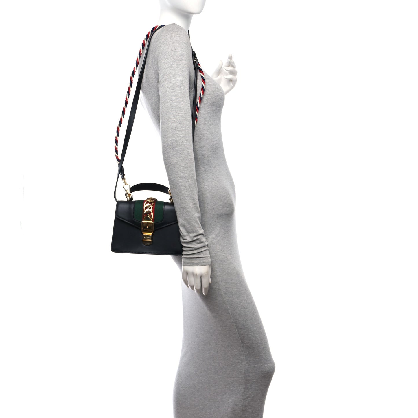 Calfskin Mini Sylvie Top Handle Bag Black