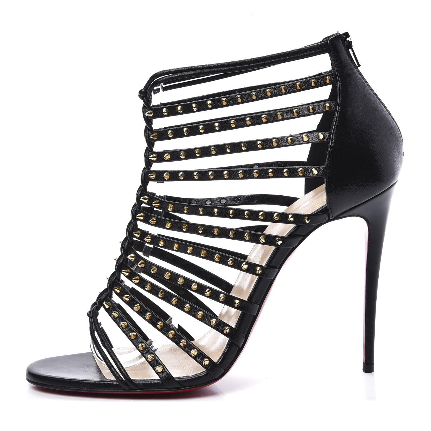 Christian Louboutin Kid Millaclou 100 Cage Sandals 39.5 Black 1 of 9